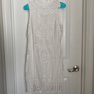 white dress with sequin detail